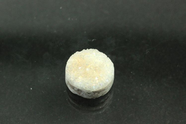 Quartz Druzy, shape round, color crystal, approx. size Ø 10mm, approx.high 3,3-4,5 mm