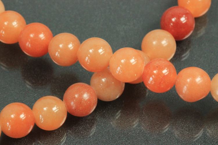 Red Aventurin spherical gemstone strand, approx. dimensions Ø 8mm, approx. 39,0 - 40,0cm long.