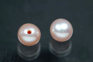 Süßwasserperlen, angebohrt rund, ca.Maße Ø5,0-5,5mm, Farbe rosa
