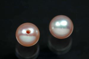 Süßwasserperlen, angebohrt rund, ca.Maße Ø6,0-6,5mm, Farbe rosa