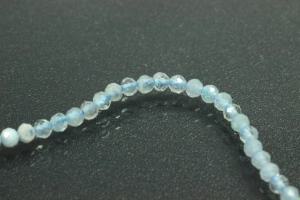 Aquamarine faceted spherical gemstone strand light blue, approx. dimensions Ø 2mm, approx. 40.0cm long.