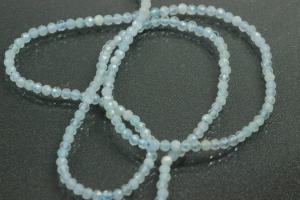 Aquamarine faceted spherical gemstone strand light blue, approx. dimensions Ø 2mm, approx. 40.0cm long.