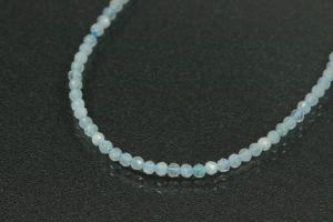 Aquamarine faceted spherical gemstone strand light blue, approx. dimensions Ø 2mm, approx. 40.0cm long.