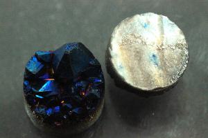 Quartz Druzy, shape round, color blue, approx. size Ø 10mm, approx.high 5,7-8,9 mm