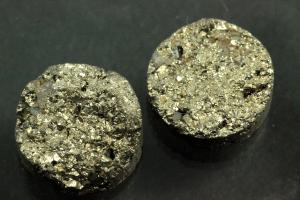 Achat Druzy, Form rund, Farbe pyritfarben, ca Maße Ø 12mm, Höhe 4,2-6,5 mm