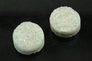 Quarz Druzy, Form rund, Farbe bergkristallfarben, ca Maße Ø 12mm, Höhe 5,4-6,8 mm