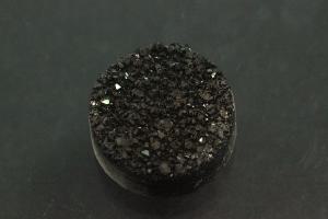 Quarz Druzy, Form rund, Farbe schwarzfarben, ca Maße Ø 12mm, Höhe 4,2-6,0 mm