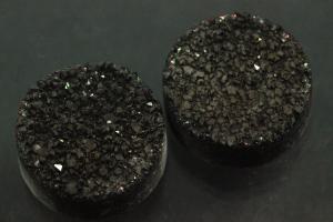 Quartz Druzy, shape round, color black, approx. size Ø 12mm, approx.high 4,2-6,0 mm