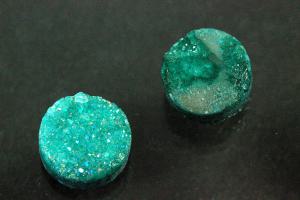 Quarz Druzy, Form rund, Farbe aventurinfarben, ca Maße Ø 8mm, Höhe 3,8-5,0 mm