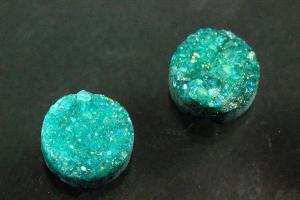 Quarz Druzy, Form rund, Farbe aventurinfarben, ca Maße Ø 8mm, Höhe 3,8-5,0 mm