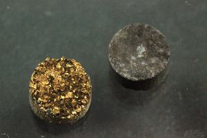 Quarz Druzy, Form rund, Farbe goldfarben, ca Maße Ø 8mm, Höhe 4,0-4,5 mm