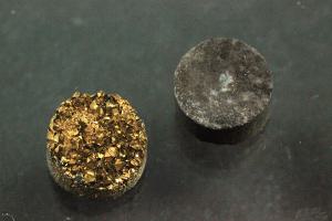 Quartz Druzy, shape round, color gold, approx. size Ø 8mm, approx.high 4,0-4,5 mm