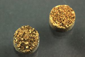 Quarz Druzy, Form rund, Farbe goldfarben, ca Maße Ø 8mm, Höhe 4,0-4,5 mm