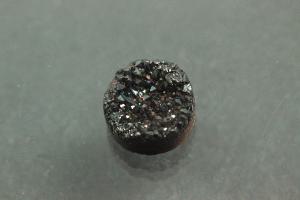 Quarz Druzy, Form rund, Farbe schwarzfarben, ca Maße Ø 8mm, Höhe 3,8-5,3 mm