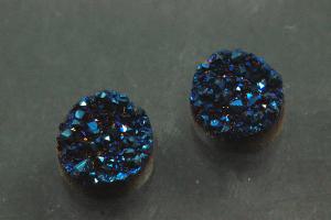 Quarz Druzy, Form rund, Farbe blaufarben, ca Maße Ø 8mm, Höhe 3,9-6,3 mm