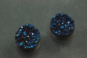 Quarz Druzy, Form rund, Farbe blaufarben, ca Maße Ø 8mm, Höhe 3,9-6,3 mm