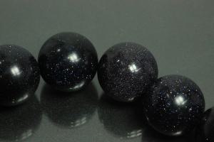 Blue sand stone spherical gemstone strand, approx. dimensions Ø 20mm, approx. 39,0 - 40,0cm long.