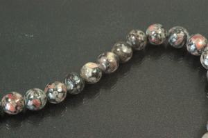 Fossil jasper spherical gemstone strand, approx. dimensions Ø 8mm, approx. 39,0 - 40,0cm long.