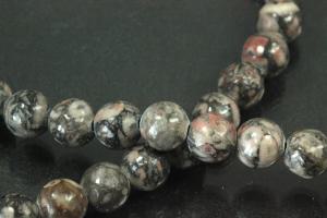 Fossil jasper spherical gemstone strand, approx. dimensions Ø 8mm, approx. 39,0 - 40,0cm long.