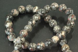 Fossil jasper spherical gemstone strand, approx. dimensions Ø 8mm, approx. 39,0 - 40,0cm long.