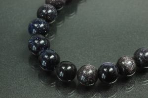 Blue sand stone spherical gemstone strand, approx. dimensions Ø 8mm, approx. 39,0 - 40,0cm long.