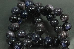 Blue sand stone spherical gemstone strand, approx. dimensions Ø 8mm, approx. 39,0 - 40,0cm long.
