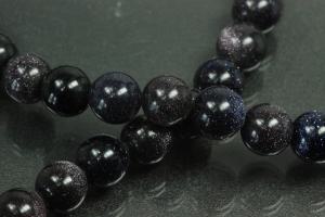 Blue sand stone spherical gemstone strand, approx. dimensions Ø 8mm, approx. 39,0 - 40,0cm long.