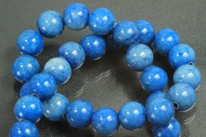 Blue Agate spherical gemstone strand blue dyed, approx. dimensions Ø 8mm, approx. 39,0 - 40,0cm long.