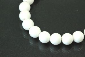White Agate spherical gemstone strand white, approx. dimensions Ø 8mm, approx. 39,0 - 40,0cm long.