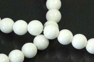 White Agate spherical gemstone strand white, approx. dimensions Ø 8mm, approx. 39,0 - 40,0cm long.