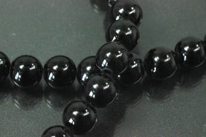 Glasstrang kugelförmiger schwarzfarben, ca Maße Ø 8mm, ca. 39,0 - 40cm lang.