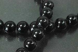Glasstrang kugelförmiger schwarzfarben, ca Maße Ø 8mm, ca. 39,0 - 40cm lang.