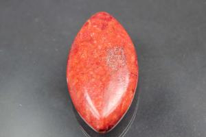 sponge coral pendant pressed red ellipsis size 38 x 20mm, 9mm thickness, hole Ø ca. 1,2mm, straight drilled