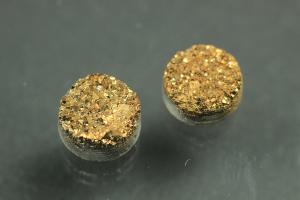 Agate Druzy, shape round, color gold, approx. size Ø 8mm, approx.high 4,0 mm