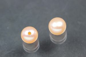 freshwater pearls, half drilled Button, approx. size Ø6,0-6,5mm, high 5,0-5,5mm, color peach
