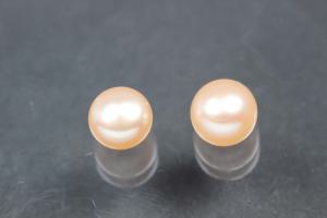 freshwater pearls, half drilled Button, approx. size Ø6,0-6,5mm, high 5,0-5,5mm, color peach