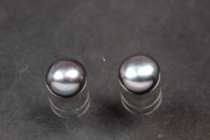 freshwater pearls, half drilled Button, approx. size Ø6,0-6,5mm, high 5,0-5,5mm, color peacock