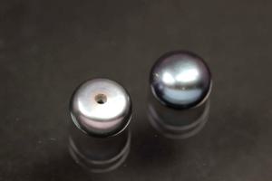 freshwater pearls, half drilled Button, approx. size Ø6,5-7,0mm, high 4,5-5,0mm, color peacock