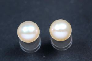 freshwater pearls, half drilled Button, approx. size Ø7,0-7,5mm, high 5,5-6,0mm, color peach