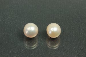 Freshwater pearl, undrilled, semi round, approx. dimensions 7,0mm to approx. 7.5mm, oval shape, color shades of cream.