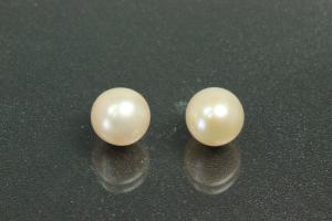 Freshwater pearl, undrilled, semi round, approx. dimensions 7.5mm, oval shape, color shades of cream.